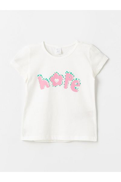 LC Waikiki Crew Neck Printed Baby Girl T-Shirt, Pack of 2