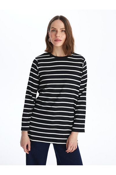 LC Waikiki Crew Neck Striped Long Sleeve Oversize Women's Tunic