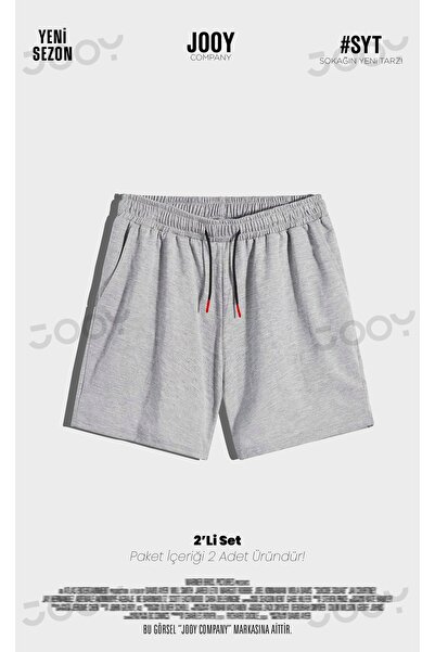 Jooy Company Erkek Penye Şort Siyah Ve Gri İkili Set