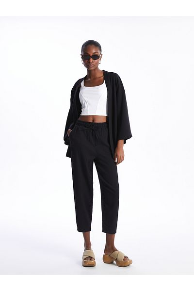 LC Waikiki Dámské kimono s šálovým límcem Plain Mušelín