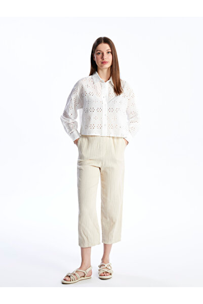 LC Waikiki Comfortable Fit Muslin Women's Trousers with Elastic Waist