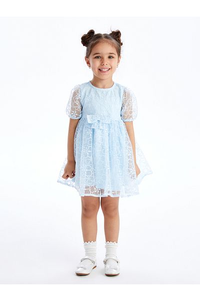 LC Waikiki Crew Neck Lace Dress for Baby Girl - Short Sleeve