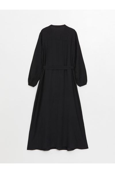 LC Waikiki Dámské košilové šaty s rovným výstřihem a dlouhým rukávem