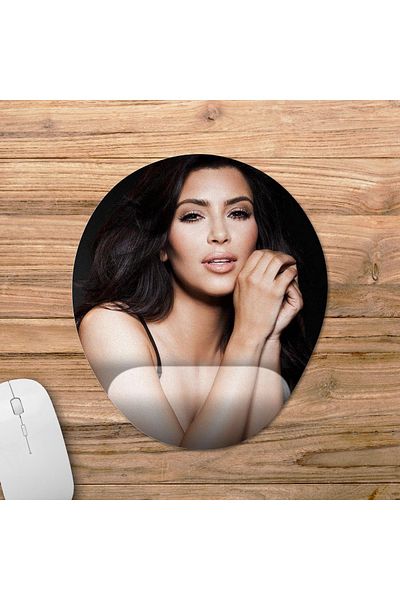 Pixxa موديل لوحة ماوس كيم كارداشيان مع مسند للمعصم - 1 بيضاوي