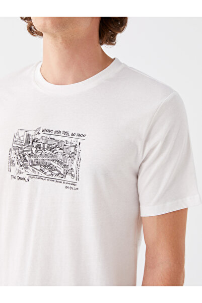 LC Waikiki Printed Men's Combed Cotton T-Shirt - Crew Neck, Short Sleeve