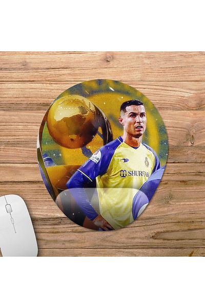 Pixxa كريستيانو رونالدو - موديل لوحة ماوس Al Nassr FC - مجموعة من 3 قطع بيضاوية مدعومة
