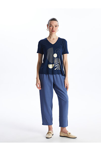 LC Waikiki Dámské tričko s krátkým rukávem s výstřihem do V