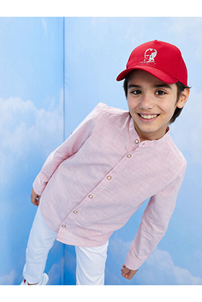 LC Waikiki Chlapecká košile s dlouhým rukávem a pruhovaným límcem