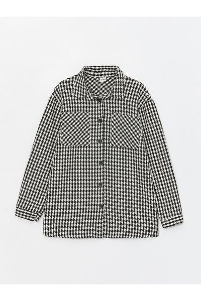 LC Waikiki Houndstooth Patterned Long Sleeve Girl's Shirt