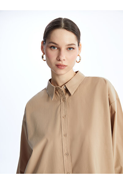 LC Waikiki Dámská tunika s dlouhým rukávem z popelínové tkaniny