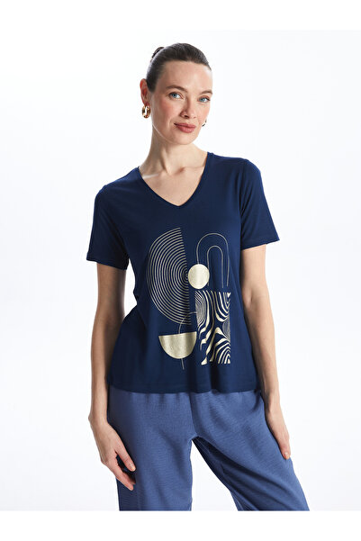 LC Waikiki Dámské tričko s krátkým rukávem s výstřihem do V