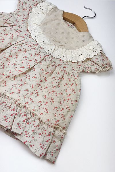Globaby Flower Patterned Balloon Sleeve Girl's Dress