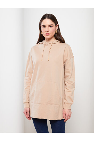 LC Waikiki Obyčejná bavlněná mikina s kapucí a dlouhým rukávem