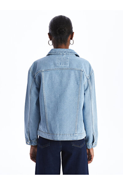 LC Waikiki Női Jean dzseki - inggallér, tömör, hosszú ujjú