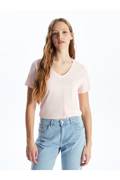 LC Waikiki Tricou cu mânecă scurtă cu decolteu în V pentru damă