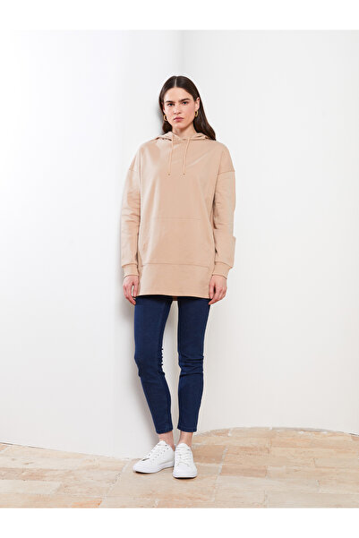 LC Waikiki Obyčejná bavlněná mikina s kapucí a dlouhým rukávem