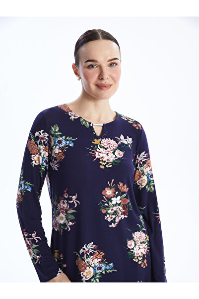 LC Waikiki Virágmintás nyakú, hosszú ujjú női blúz