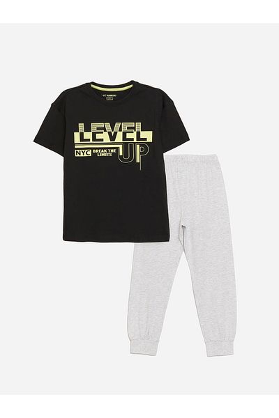 LC Waikiki Crew Neck Printed Short Sleeve Boy's Pajama Set