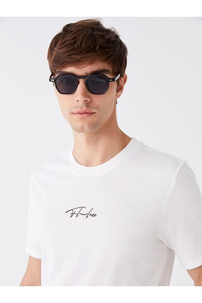 LC Waikiki Bedrucktes Herren-T-Shirt aus gekämmter Baumwolle – Rundhalsausschnitt, kurze Ärmel