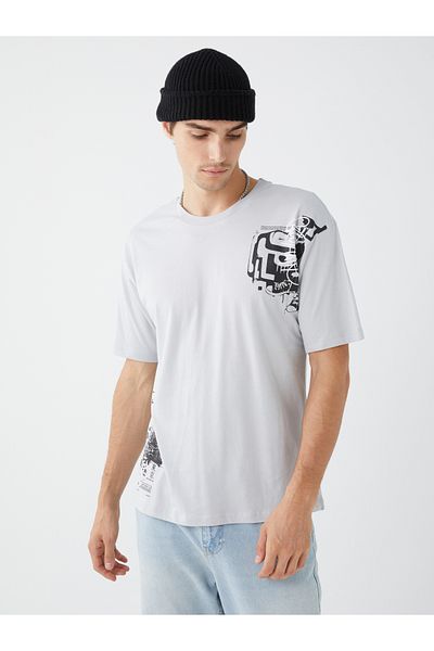 LC Waikiki Bedrucktes Herren-T-Shirt aus gekämmter Baumwolle – Rundhalsausschnitt, kurze Ärmel