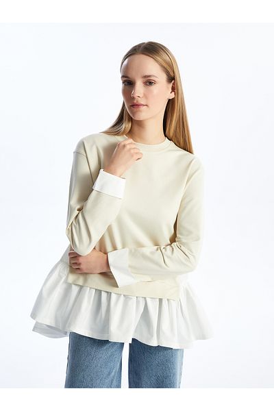 LC Waikiki Oversize Γυναικείο Φούτερ τουνίκ - Crew Neck Flat Cut
