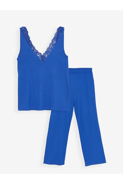 LC Waikiki Set de pijamale de damă cu decolteu în V cu dantelă