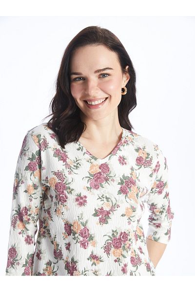 LC Waikiki Γυναικεία μπλούζα με λαιμόκοψη V Floral
