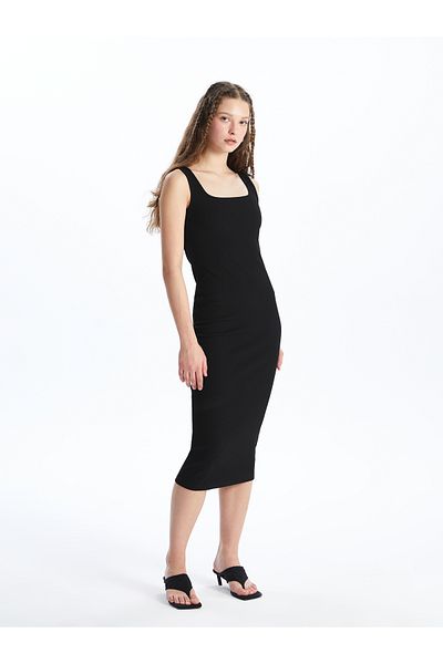 LC Waikiki Dámské bodycon šaty - čtvercový límec, rovný střih