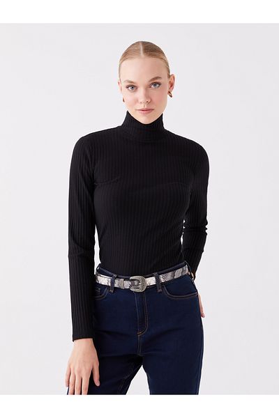LC Waikiki Solid Long Sleeve Stand Collar Women's T-Shirt