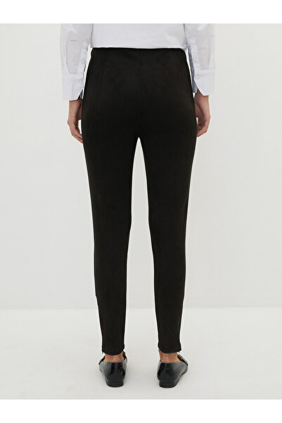 LC Waikiki Slim Fit semišové dámské kalhoty s detailem zipu na nohavicích