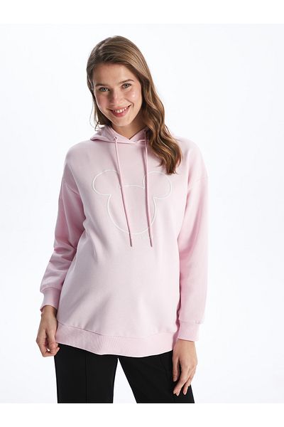 LC Waikiki Langärmliger, übergroßer Umstands-Hoodie mit Mickey-Mouse-Print