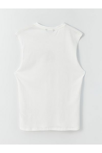 LC Waikiki Bedrucktes, ärmelloses Herren-T-Shirt aus gekämmter Baumwolle mit Rundhalsausschnitt