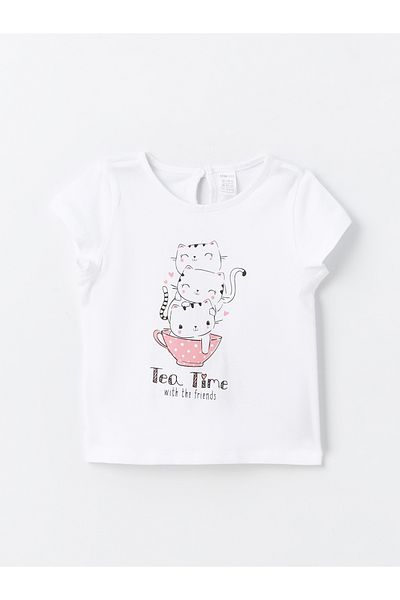 LC Waikiki Crew Neck Printed Baby Girl T-Shirt and Shorts Set of 2