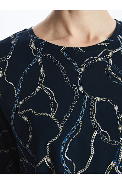 LC Waikiki Nyomtatott, hosszú ujjú, nyakú női blúz