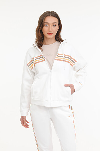 Lotto W-GORAS FZ 4FX Ekru Kadın Eşofman Üstü