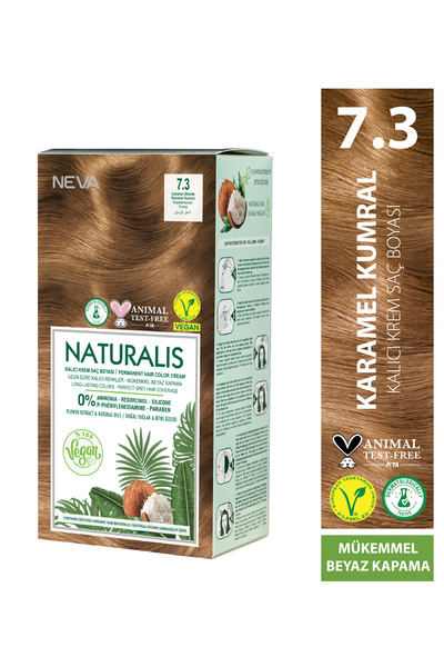NEVA NATURALIS 7.3 KARAMEL KUMRAL Kalıcı Krem Saç Boyası Seti (VEGAN)
