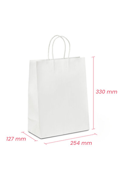 HDF PAZARLAMA KRAFT BEYAZ KAĞIT ÇANTA/POŞET 25X12X31 25 ADET