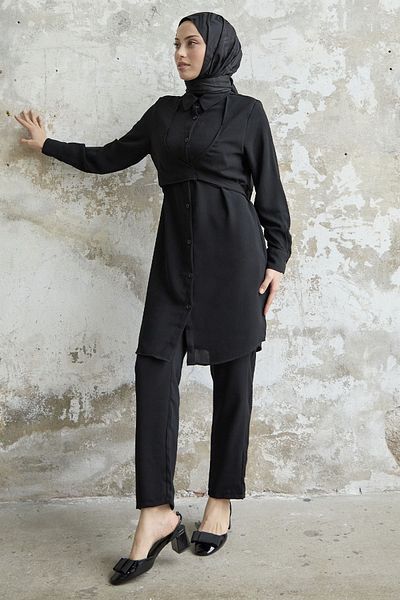 InStyle Front Tie Double Set - Black