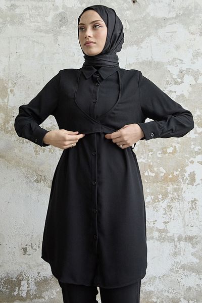 InStyle Front Tie Double Set - Black