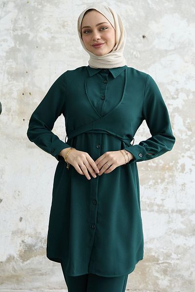 InStyle Front Tie Double Set - Emerald Green