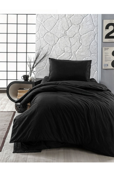 balliev Απλό Μαύρο Σετ Παπλωματοθήκη Μονό Ελαστικό Σεντόνι (ΜΕ ΣΕΝΤΟΝΙ)