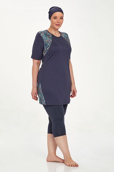 ROZAMAY Women's Doris Semi-Closed Hijab Swimsuit Large Size