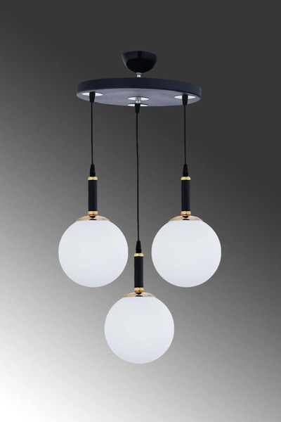 OSC HOME AYDINLATMA TASARIM spor 3lü   sarı siyah avize beyaz cam