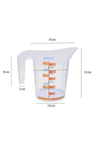 ŞİŞEDÜKKANI PLASTİK KULPLU RENKLİ SKALALI ÖLÇÜ KABI 500ML - 1 ADET