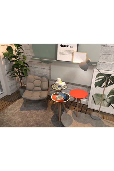 Ho:27 Manet Dekoratif Zigon Sehpa Set (6'LI TABLO HEDİYELİ)