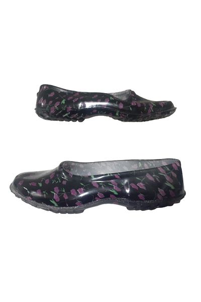 Emek Pantofi de lucru pentru femei cu talpă anti-alunecare cu flori negru-violet - emek320-22