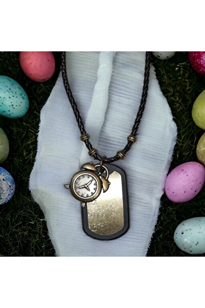 FG KONNİCHİWA El yapımı Deri Kolye Vintage Stil Gerçek Deri KÜNYE SAAT