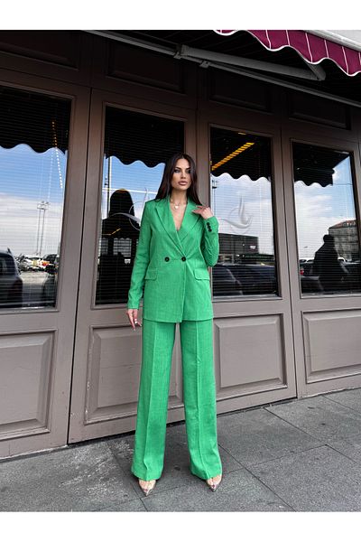 MOCCHI Summer Season Palazzo Women's Suit Linen Fabric