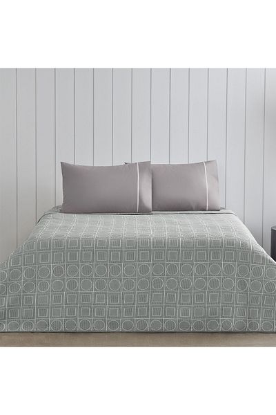 Taç Jacquard Pique Set Doretta Anthracite Single