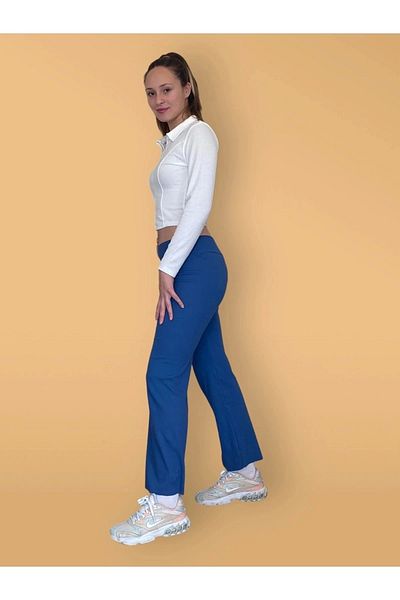 Tam12den Home Pantaloni largi din lycra cu talie înaltă, cu nervuri, pentru femei